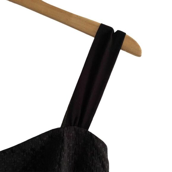 KENZIE A Line Sweetheart Neckline Black Textured Mini Dress with Straps US M - Picture 5 of 9
